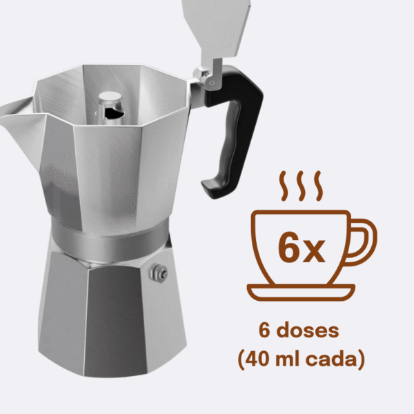 Cafeteira Italiana Lyor 6 Xícaras 250 ml Alumínio Resistente Cabo Antitérmico - Imagem 7
