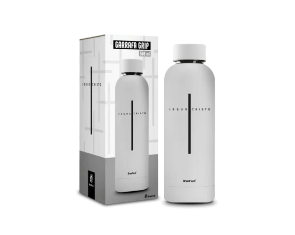Garrafa Térmica Grip 500 ml Jesus Cristo Inox Emborrachada