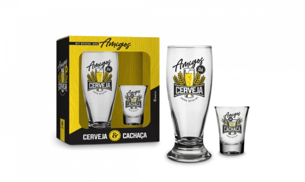 Copo Munich 200 ml “Amigos da Bebida” Vidro Cerveja