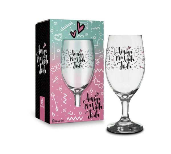 Taça Windsor Cristalino 480 ml Amiga pra Vida Toda Presente