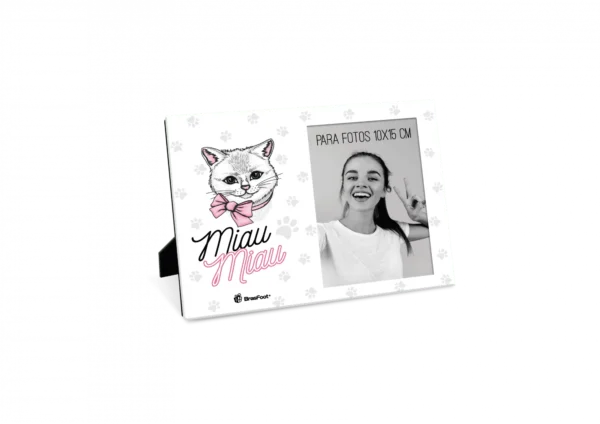 Porta-Retrato Gatinha Miau 10 × 15 cm Rosa – Décor Pet