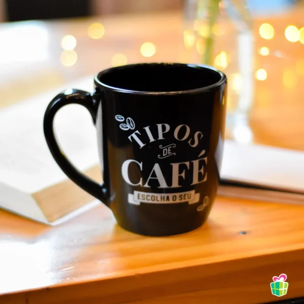 Caneca Cerâmica Prime 350 ml Tipos de Café Preta - Imagem 3