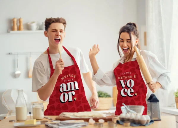 Conjunto 2 Aventais Metade de Mim é Você Casal - Imagem 5