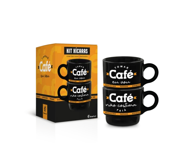 Caneca Empilhada Dupla Ônix 210 ml “Tomar Café Eu Vou” - Imagem 2
