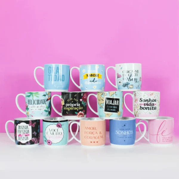 Caneca Porcelana Urban 300 ml Viajar Pelo Mundo - Imagem 2