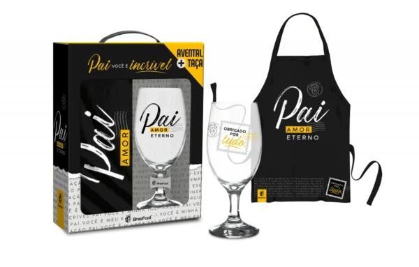 Taça com Avental Pai Amor Eterno 330 ml  Presente Criativo