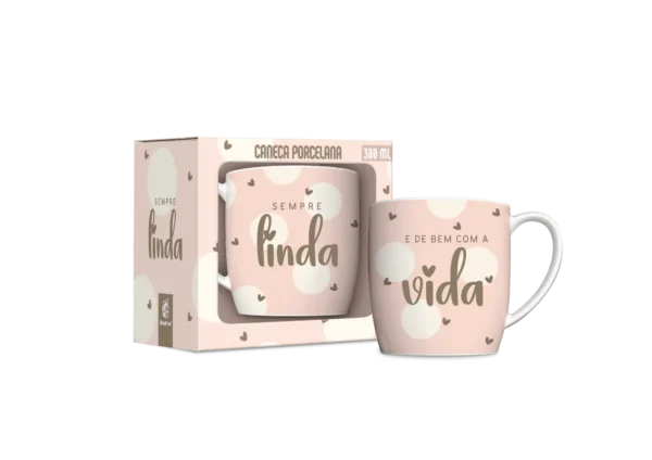 Caneca 300 ml Urban Rosé – Frase Sempre Linda Coração