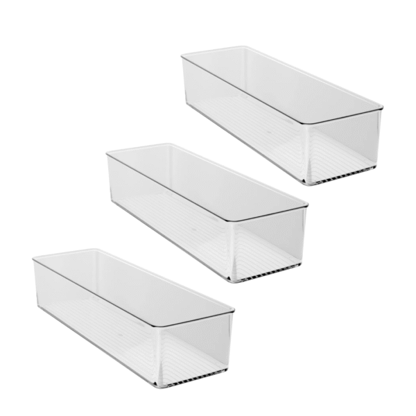 Kit 3 Caixas Acrílicas Organizadora Geladeira 45×15×10cm