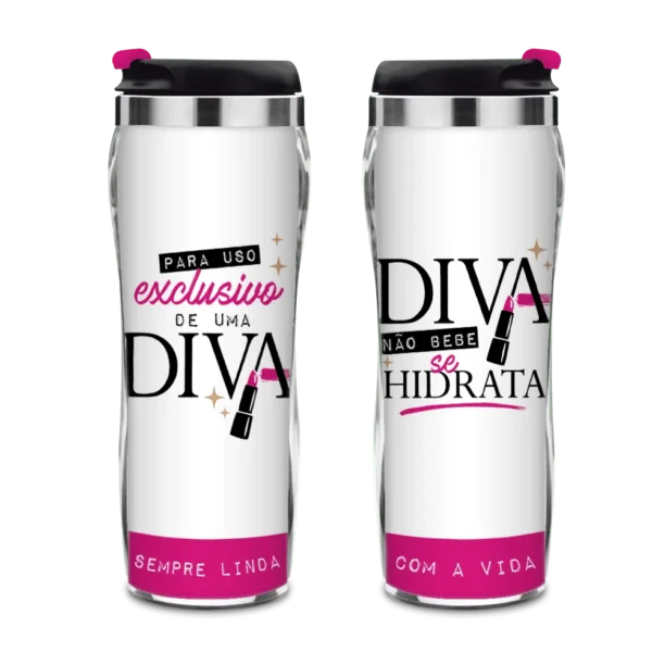 Copo Térmico Inox 350 ml “Uso Exclusivo Diva” Tampa Vedada - Imagem 2