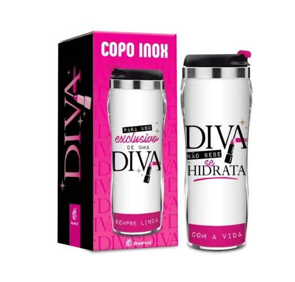 Copo Térmico Inox 350 ml “Uso Exclusivo Diva” Tampa Vedada