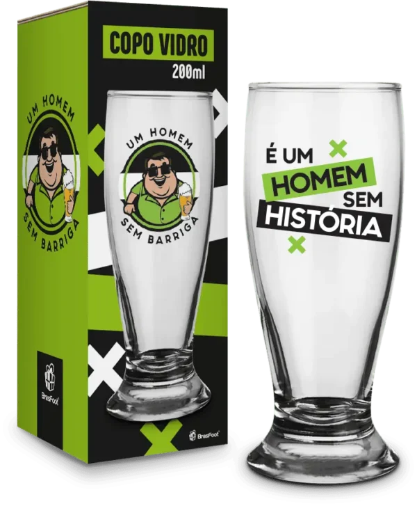 Copo Munich 200 ml “Um Homem sem Barriga” Vidro Cerveja