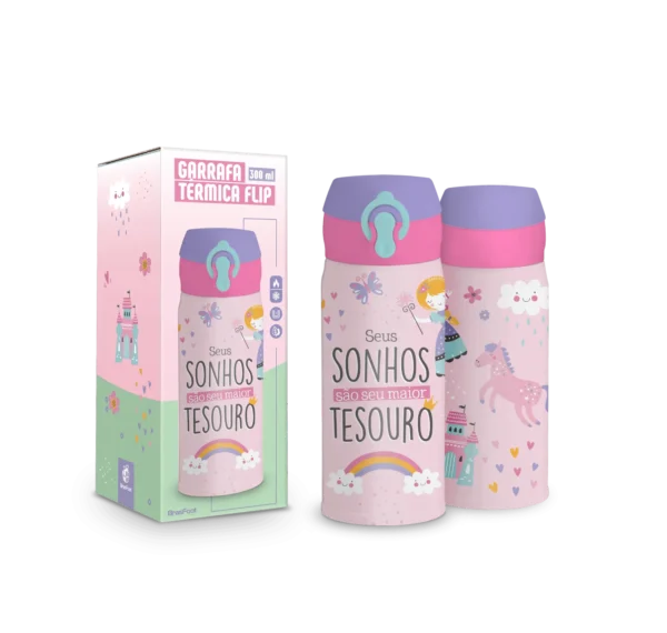 Garrafa Flip Kids 300 ml Vácuo “Seus Sonhos”