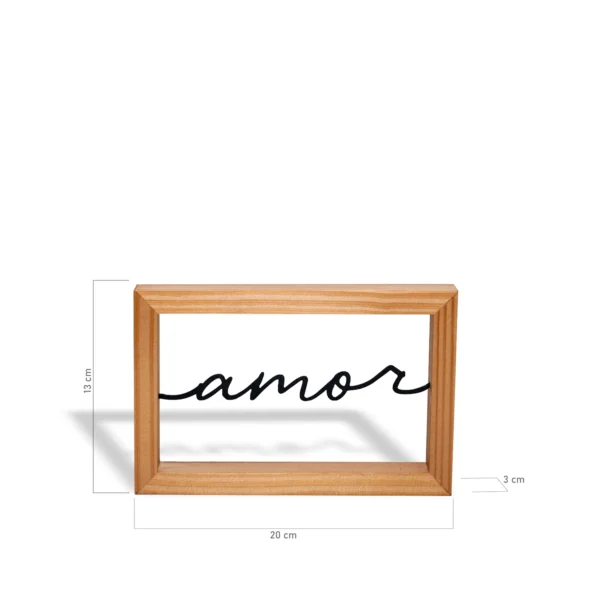 Enfeite Decorativo Amor – Aço Preto Fosco e Base Pinus - Imagem 2