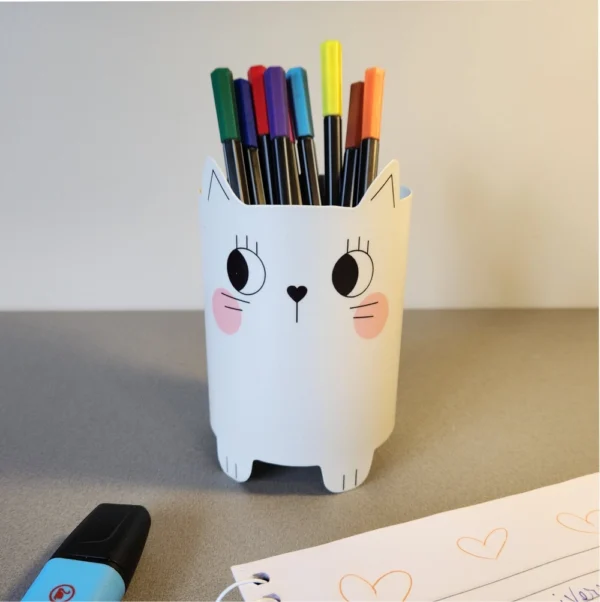 Porta-Caneta Gata Lili 13 cm – Aço Colorido Fosco - Branco - Imagem 4