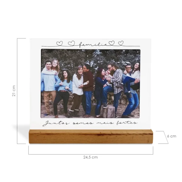 Porta-Retrato Família Unida 15×21 cm Aço/Madeira - Imagem 2