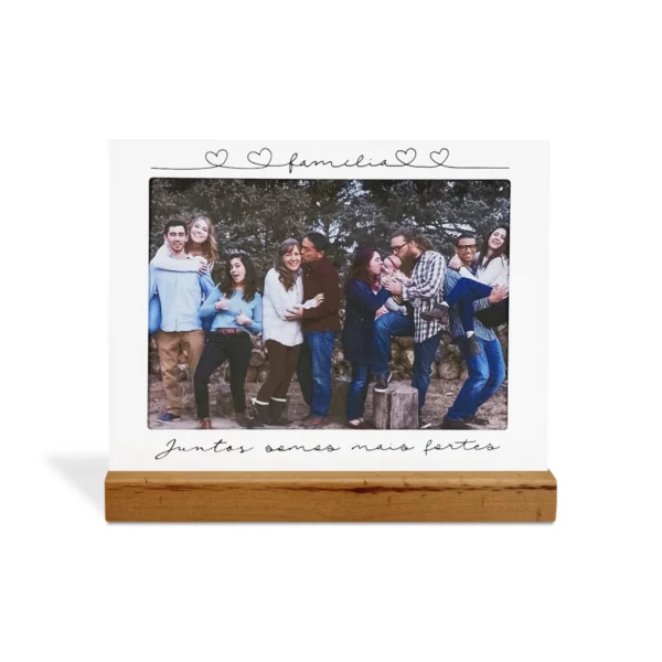 Porta-Retrato Família Unida 15×21 cm Aço/Madeira
