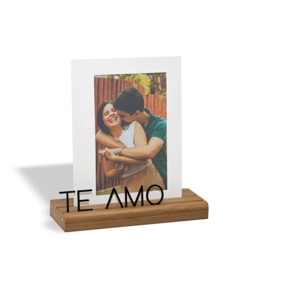 Porta-Retrato 10×15 cm “Te Amo” Aço & Nogueira