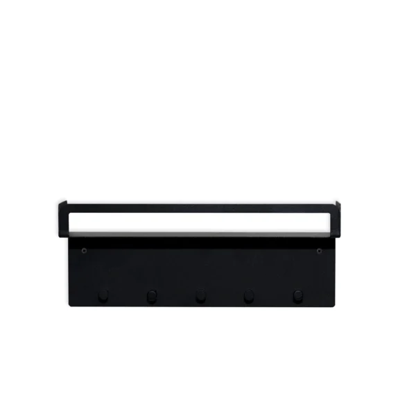 Porta Chaves Prateleira 26 cm Preto Rugoso 5 Ganchos - Imagem 2