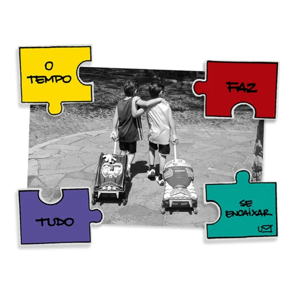 Ímãs Quebra-Cabeça 5 × 5 cm (4 un) “O Tempo se Encaixa”