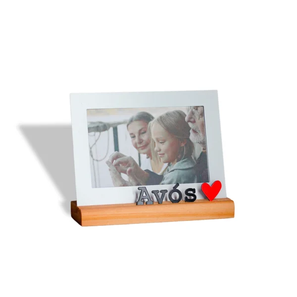 Porta-Retrato Avós 10 × 15 cm Aço & Madeira Nogueira - Imagem 2