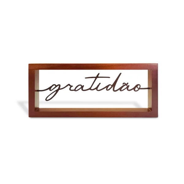 Enfeite Decorativo Gratidão – Base Pinus Marrom Fosco - Imagem 3