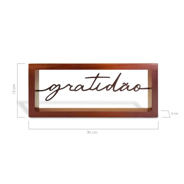 Enfeite Decorativo Gratidão – Base Pinus Marrom Fosco - Imagem 4