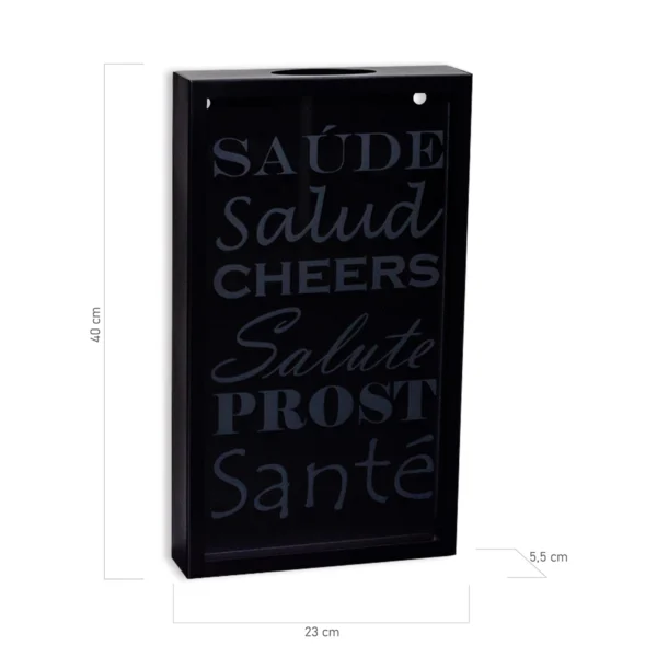 Quadro Porta Rolhas “Saúde” Preto Rugoso 40×23 cm - Imagem 2