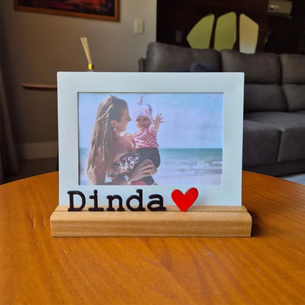 Porta-Retrato Dinda Coração 10 × 15 cm Aço & Nogueira - Imagem 2