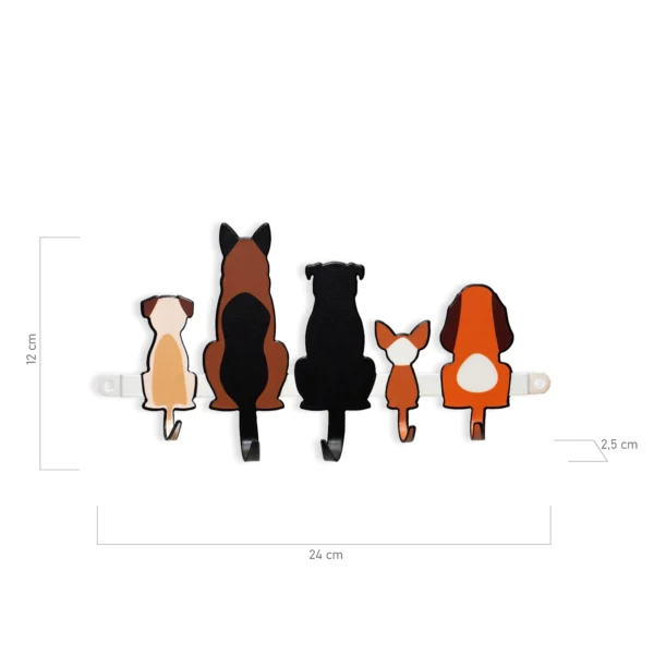 Porta-Chaves Gatinhos Preto Fosco 23 cm – 5 Ganchos Parede - Imagem 2