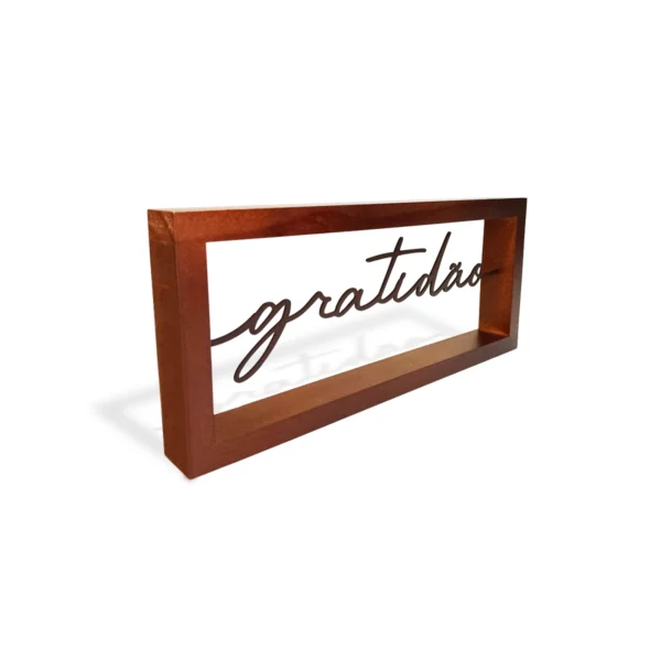 Enfeite Decorativo Gratidão – Base Pinus Marrom Fosco - Imagem 2
