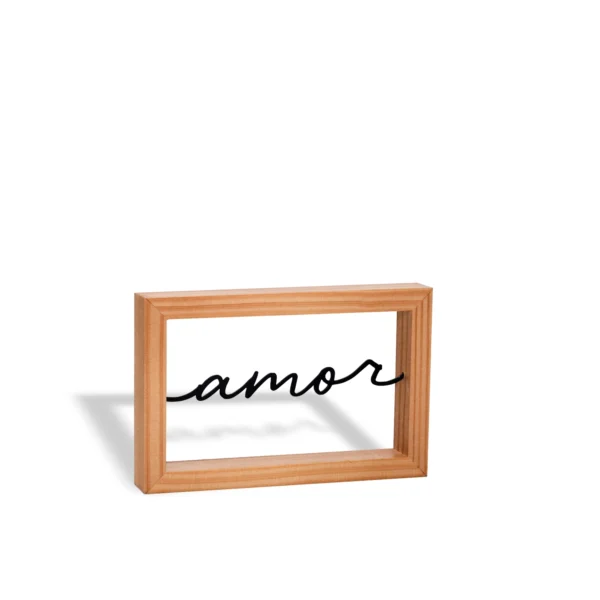 Enfeite Decorativo Amor – Aço Preto Fosco e Base Pinus - Imagem 3