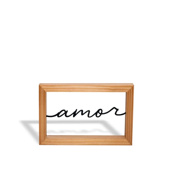 Enfeite Decorativo Amor – Aço Preto Fosco e Base Pinus - Imagem 4